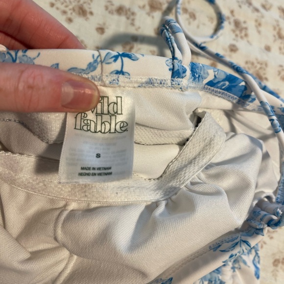 Blue Floral Ruched Swimsuit - Picture 2 of 9